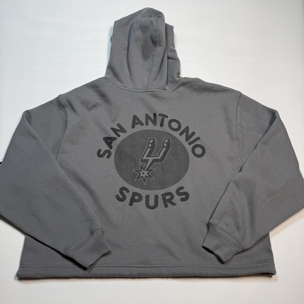 San Antonio Spurs Hoodie Womens Medium Gray NBA Basketball '47‎ Crop Sweatshirt